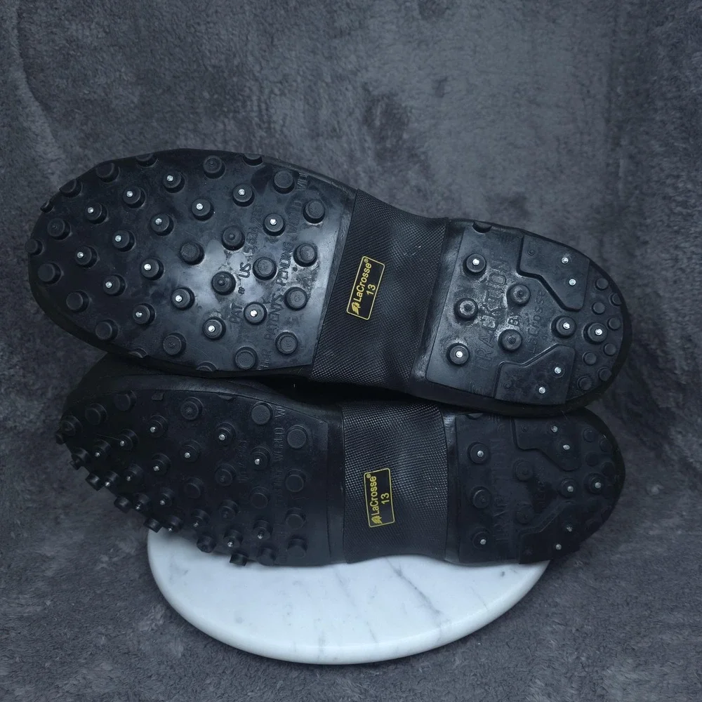 LaCrosse Tracktion Overshoe Boots Mens 13 Black 12 Inch Waterproof Ice Spikes